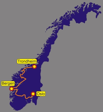 Norwegia 2003 - trasa wyjazdu rowerowego
